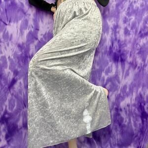 Vtg 90s y2k Silver grey velvet maxi skirt